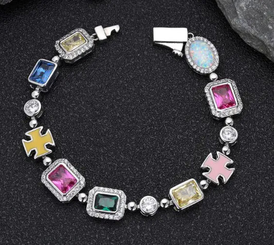 Gold-Plated Hip-Hop Gemstone Necklace